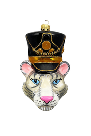 KRG White Tiger Head Polish Glass Ornament 