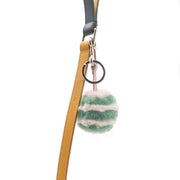 Fur keychain charm with colored stripes