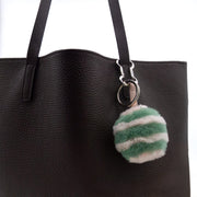 Fur keychain charm with colored stripes