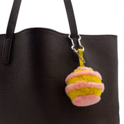 Fur keychain charm with colored stripes