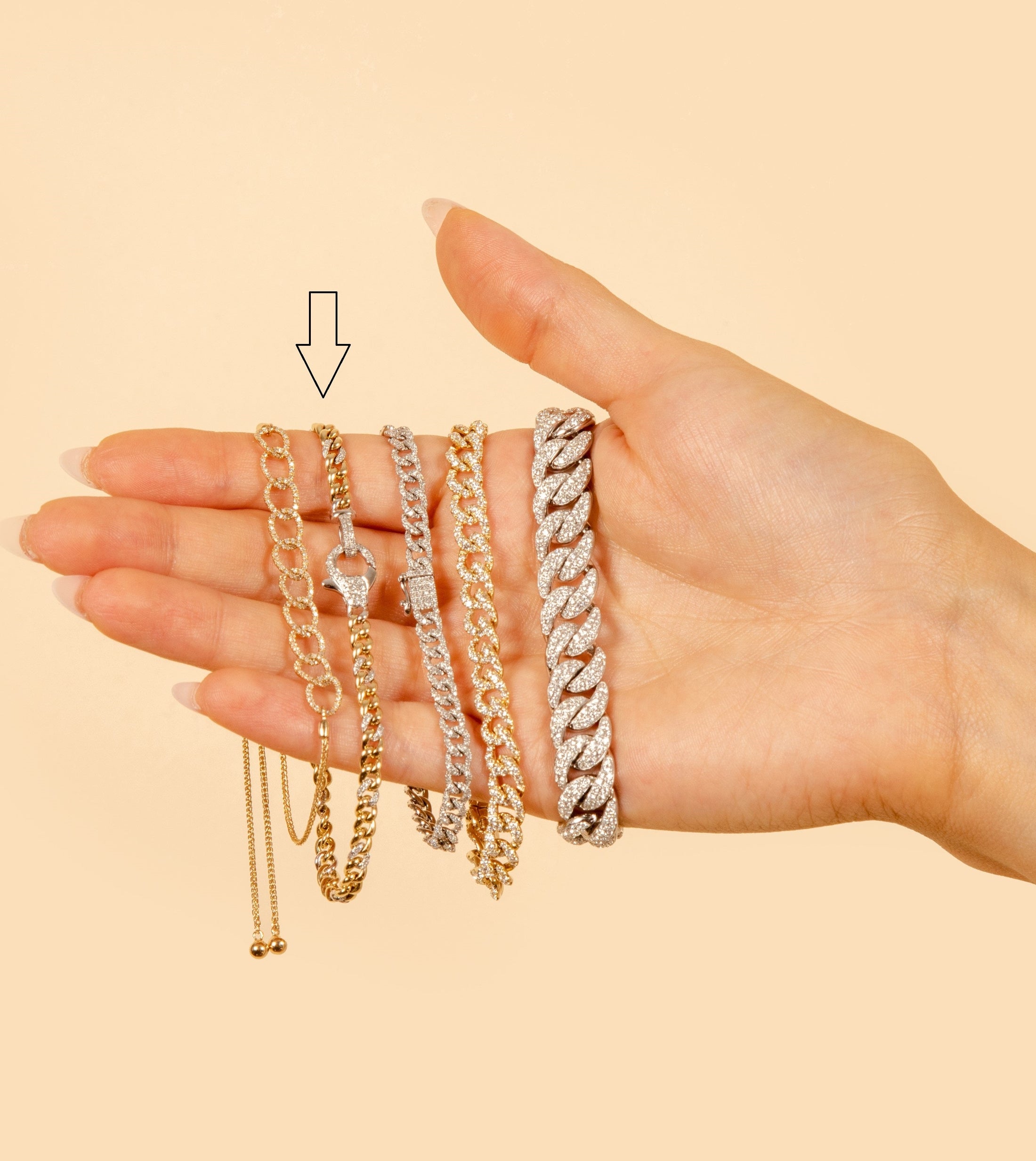 OLIVE & CHAIN Diamond Lobster Cuban Link Chain Bracelet - Rose Gold, 7 inch