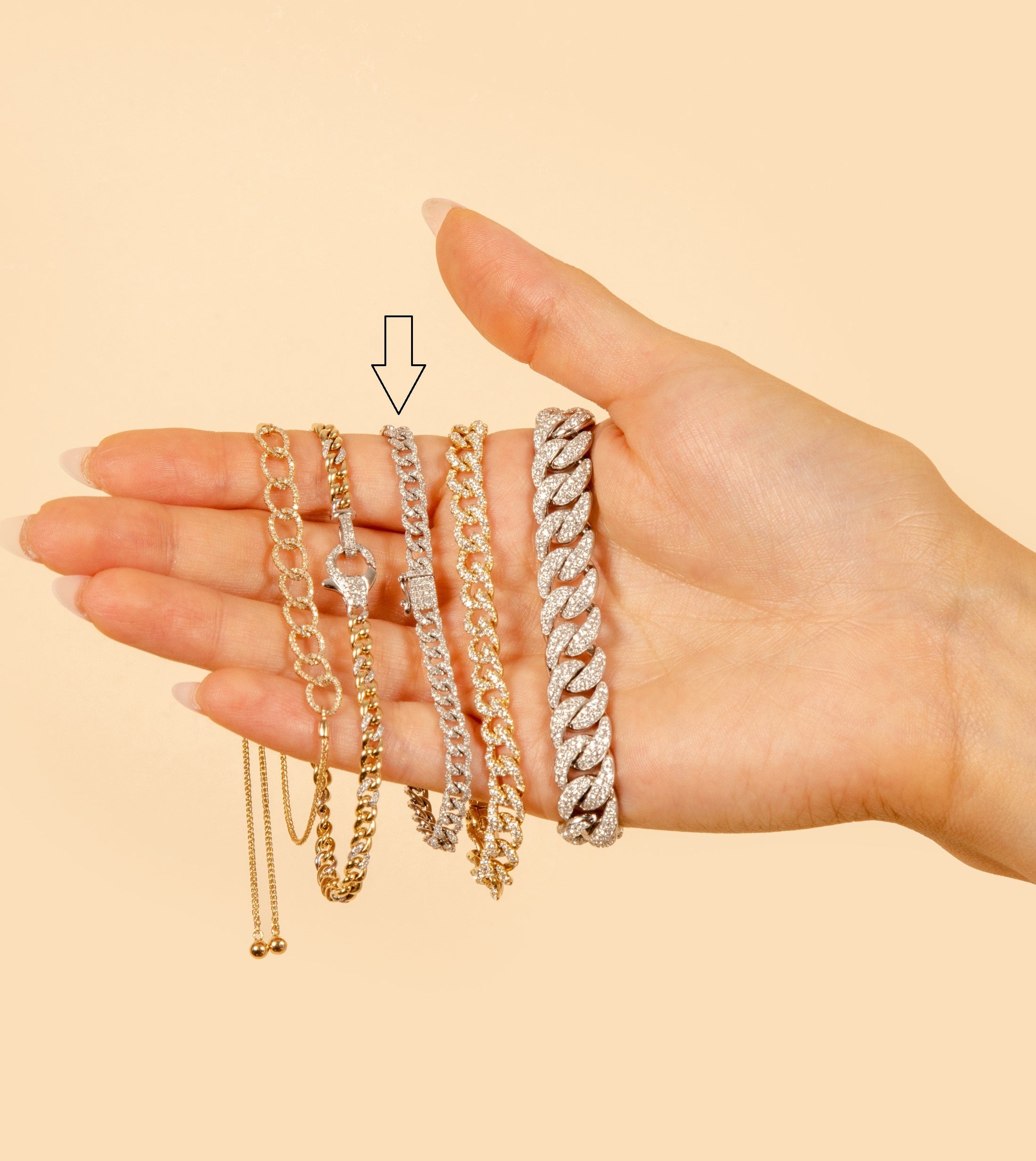 OLIVE & CHAIN Diamond Cuban Link Bracelet - Rose Gold, 7 inch