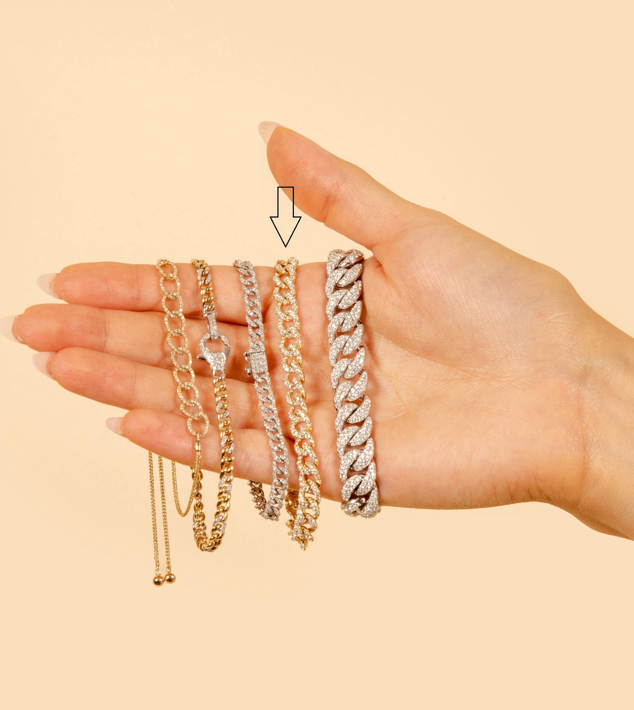 OLIVE & CHAIN Diamond Cuban Link Bracelet - Rose Gold, 7 inch