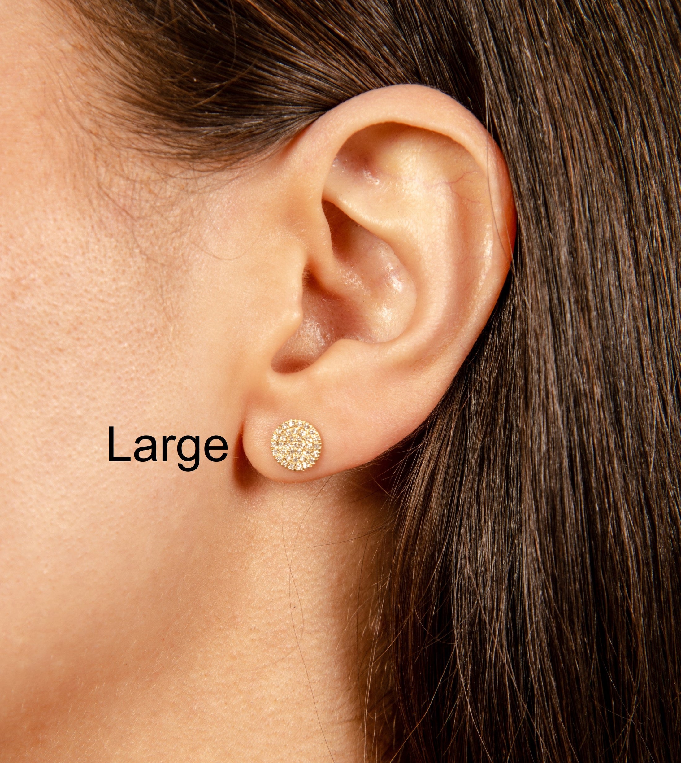 OLIVE & CHAIN Diamond Round Stud Earring - Yellow Gold, Large, Single