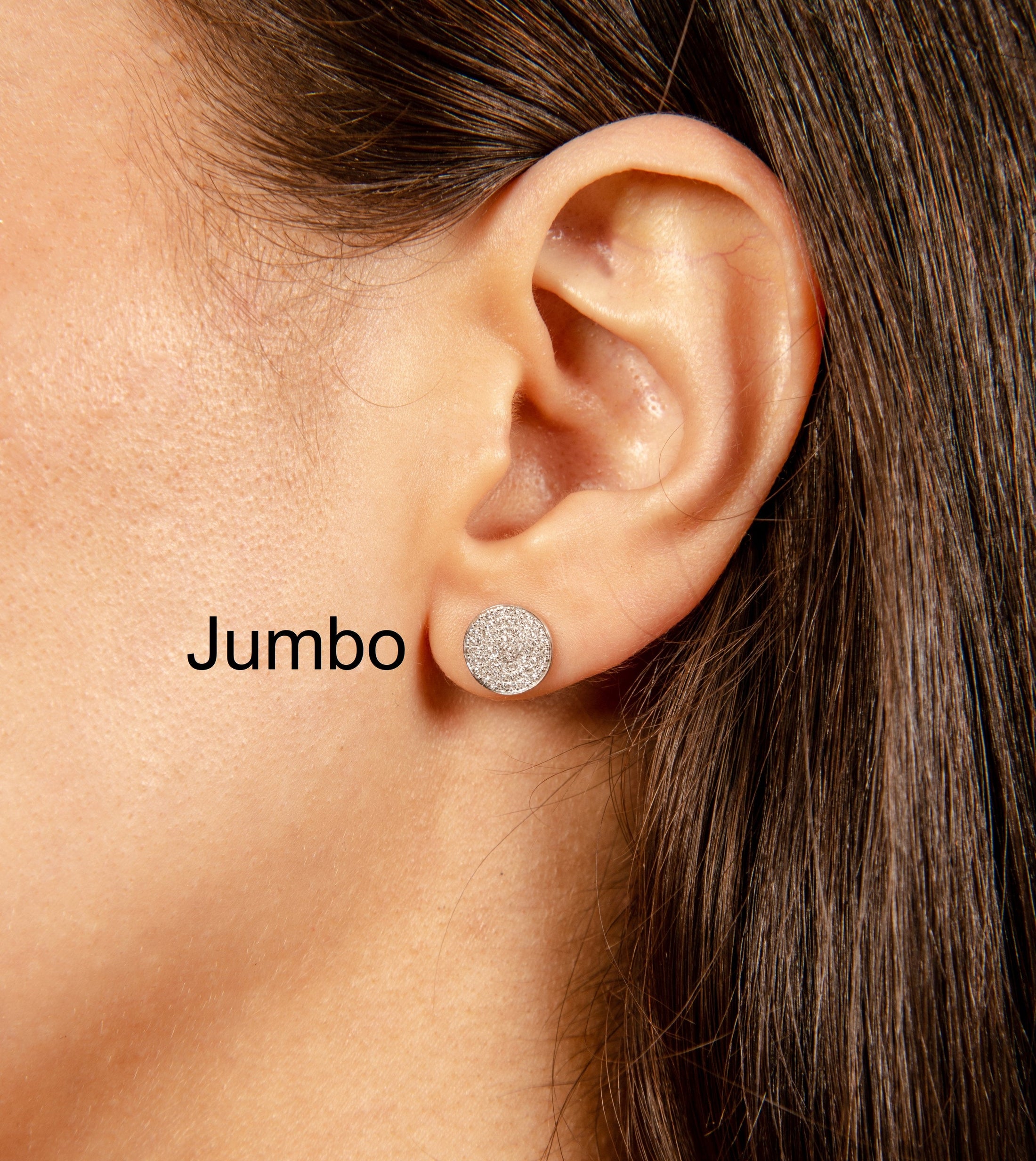 OLIVE & CHAIN Diamond Round Stud Earring - Yellow Gold, Jumbo, Pair