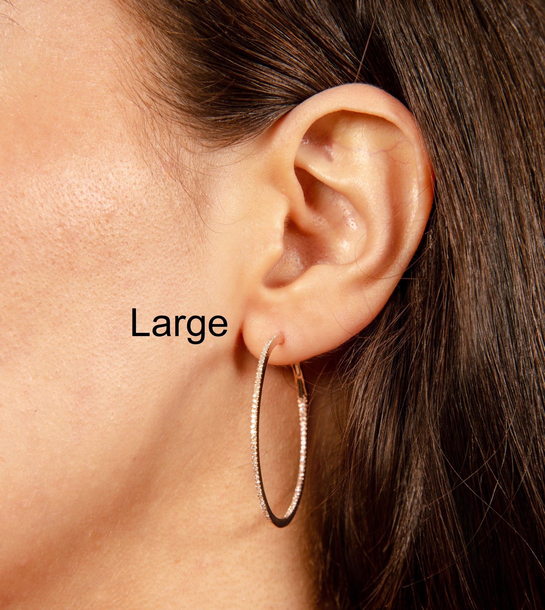 OLIVE & CHAIN Diamond Slim Hoop Earring - White Gold, Jumbo
