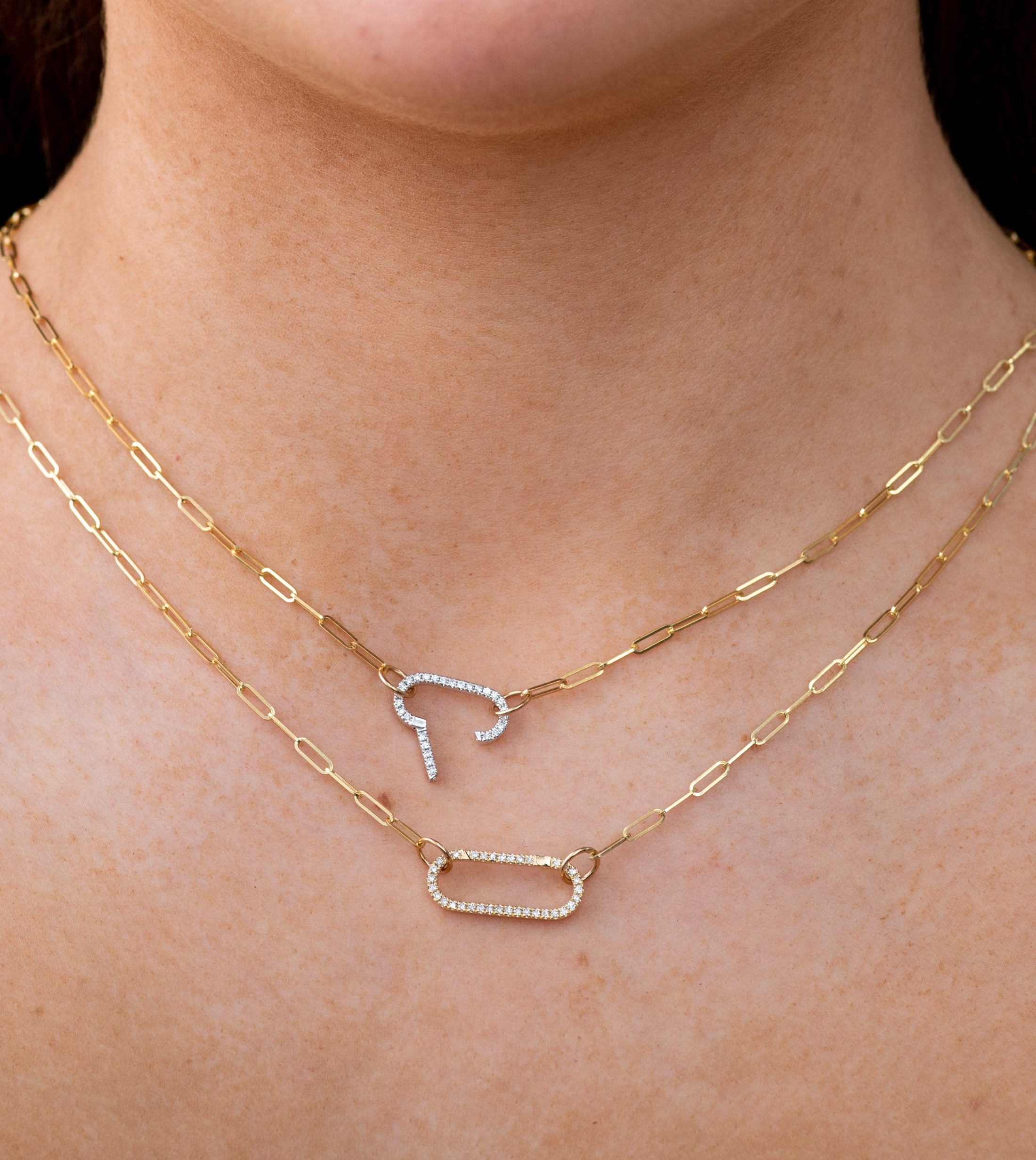 OLIVE & CHAIN Diamond Oval Connector Clasp - White Gold, 20mm