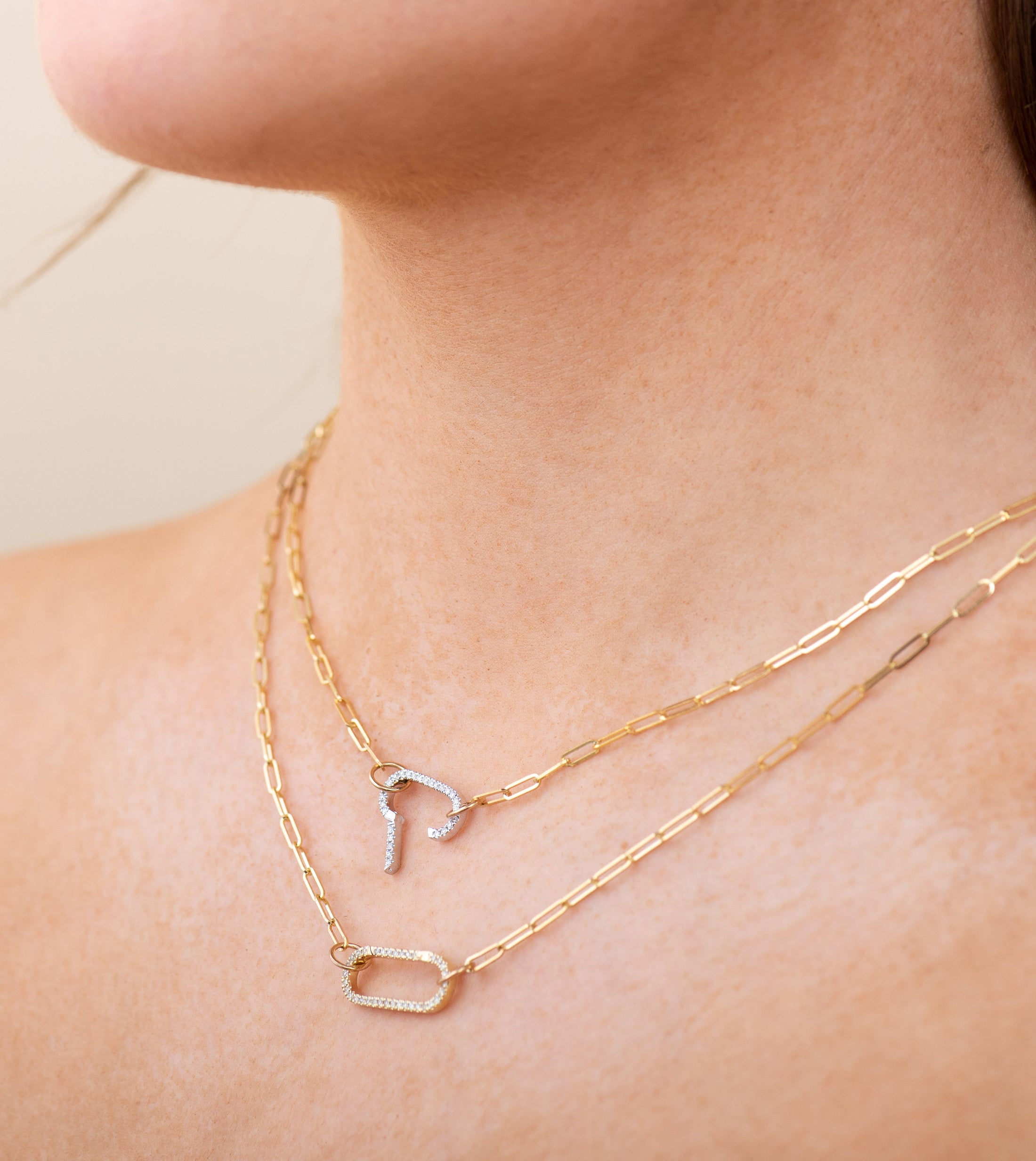 OLIVE & CHAIN Diamond Oval Connector Clasp - Rose Gold, 15mm