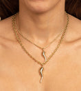 Load image into Gallery viewer, OLIVE & CHAIN Diamond Line Italian Horn Cornicello Necklace - Yellow Gold, Small, 18" cable
