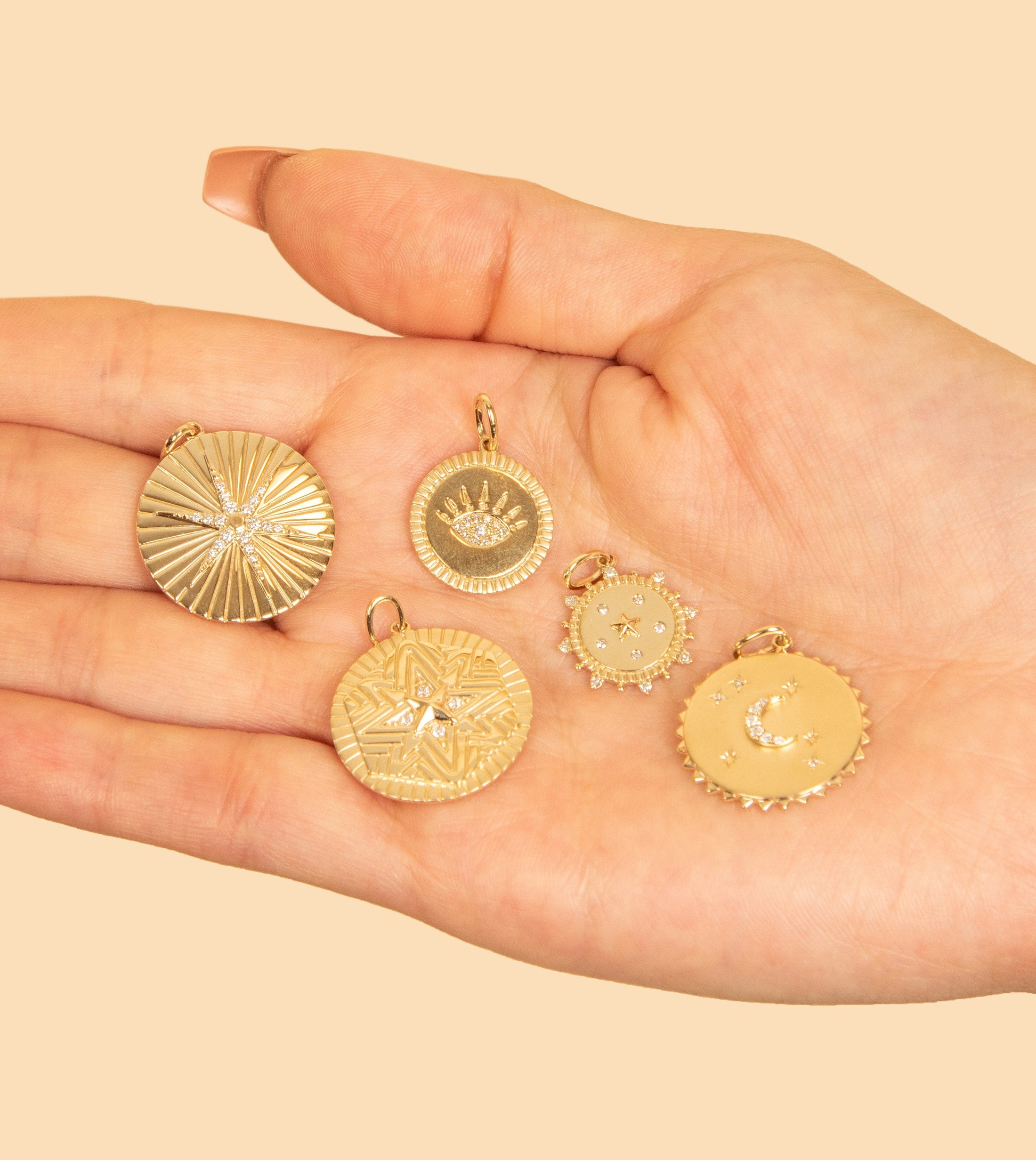 OLIVE & CHAIN Diamond Eye Medallion Disc Necklace