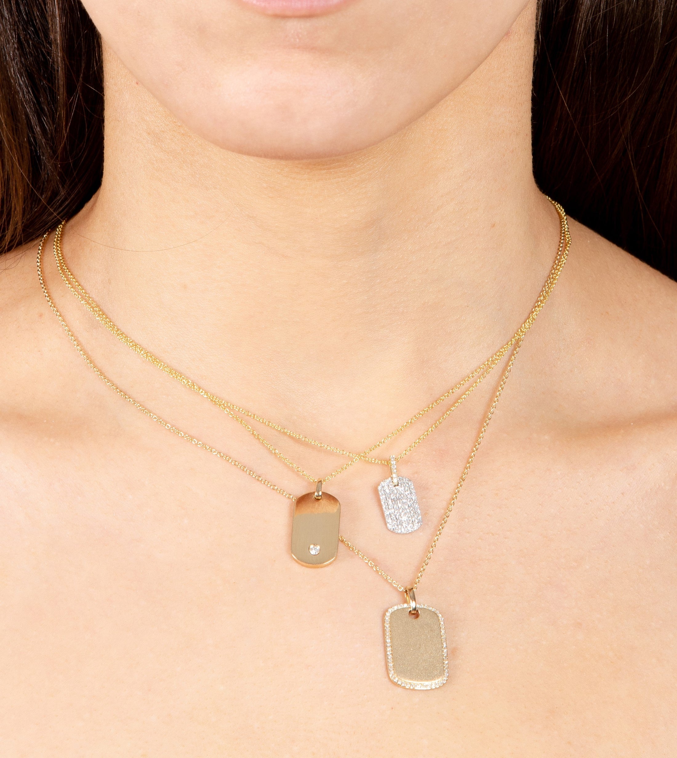 OLIVE & CHAIN Diamond Dog Tag Necklace