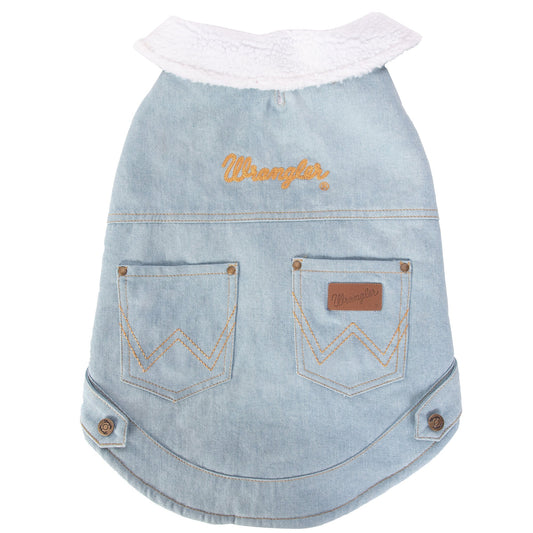 Wrangler® Light Denim Dog Jacket with Sherpa Lining