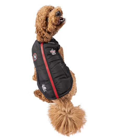 PBR Official Dog Puffer Vest - Zip-Up Insulated Pet Coat