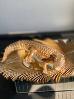 Large Golden Alligator Statue