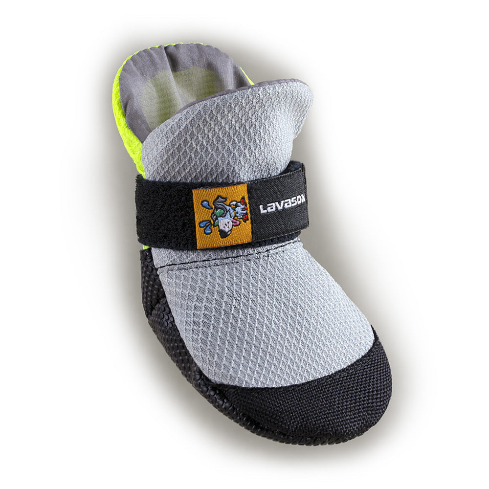 Southlake Paws Lavasox in Citrine, featuring a gray mesh upper, black sole, and adjustable strap for secure fit.