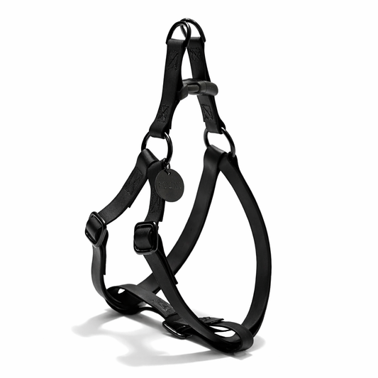 Found My Animal Leather Alternative All-Weather Cotton Dog & Cat Harness – Matte Black Hardware, Adjustable, Durable & Stylish
