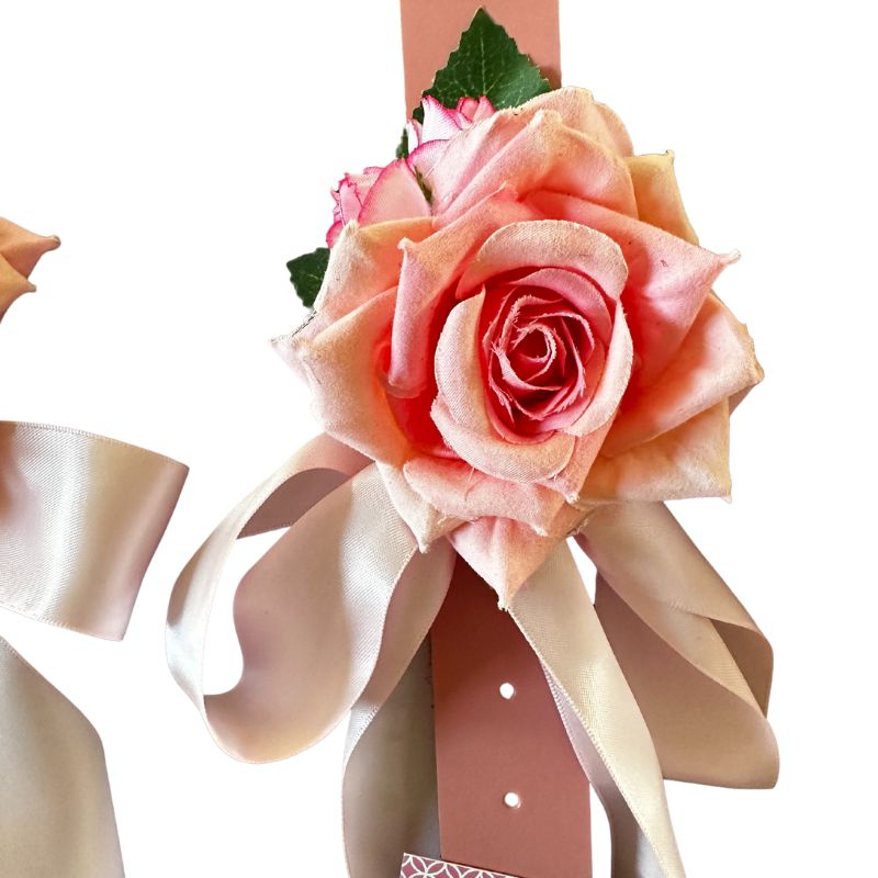 Light Pink Rose on Pink Leather Large Dog Wedding Collar - Handmade - Southlake Paws
