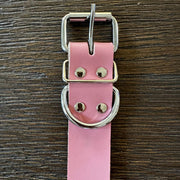 Light Pink Rose on Pink Leather Large Dog Wedding Collar - Handmade