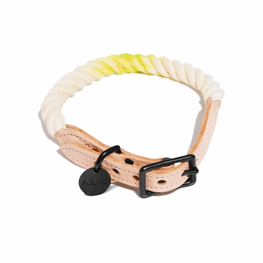 Lime Cotton Rope Cat & Dog Collar – Matte Black Hardware