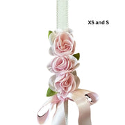 Light Pink Silk Flowers Wedding Dog Collar - Handmade