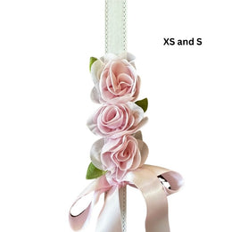 Light Pink Silk Flowers Wedding Dog Collar - Handmade