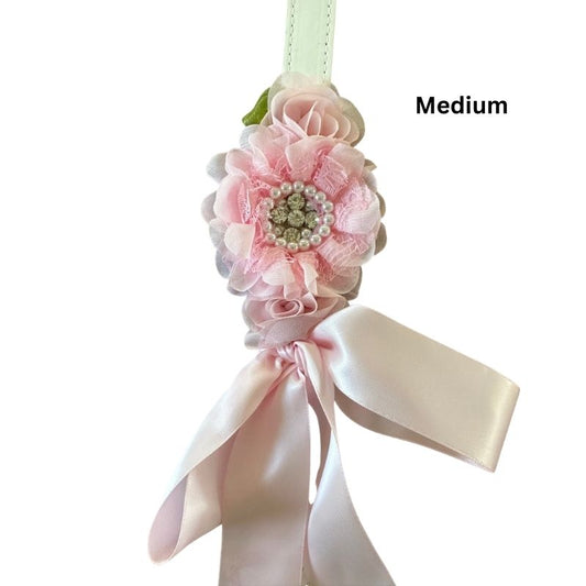 Light Pink Silk Flowers Wedding Dog Collar - Handmade - Southlake Paws