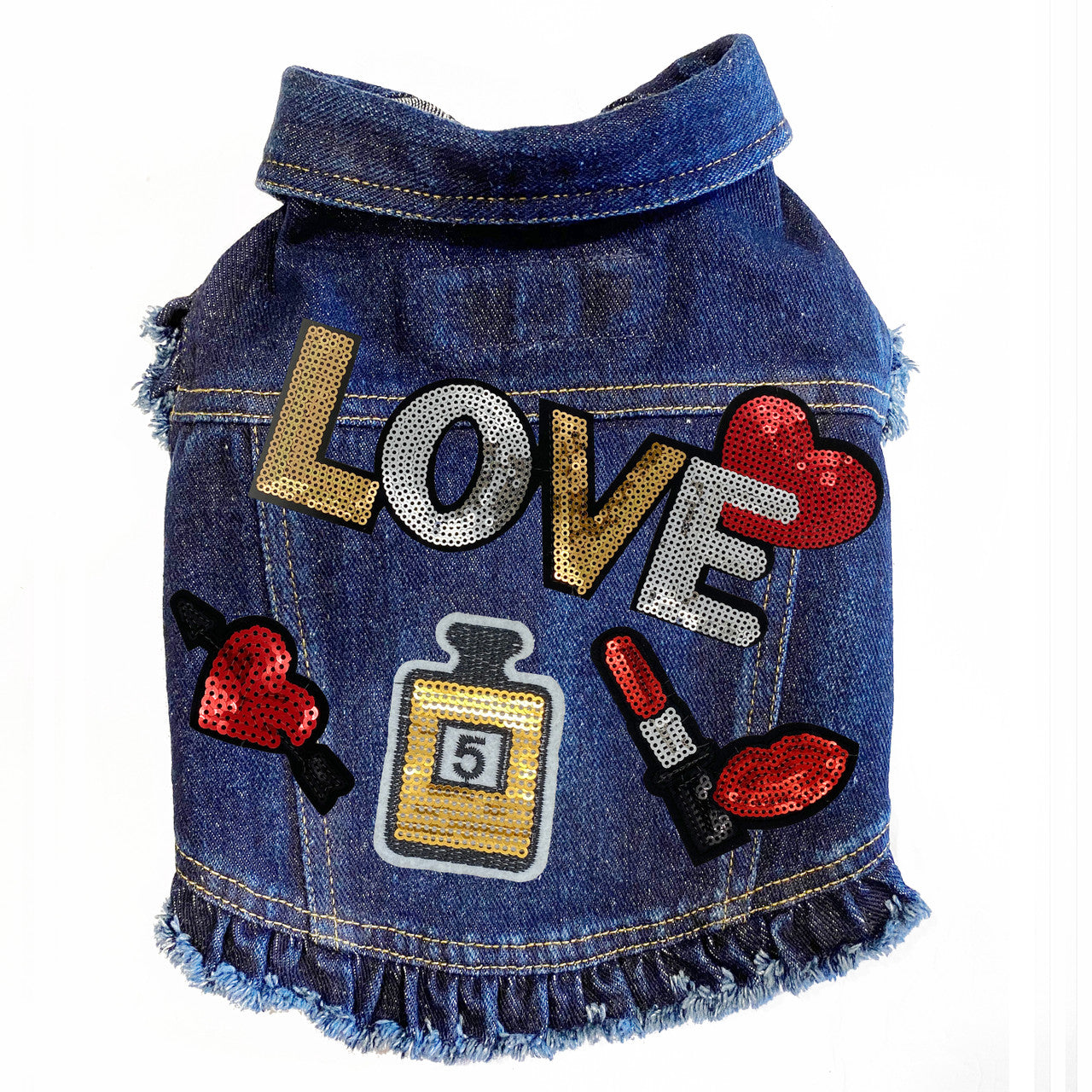 Love Potion #5 Denim Dog Jacket for dogs