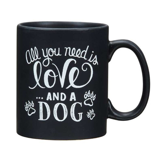 "All You Need Is Love and a Dog" Black Coffee Mug