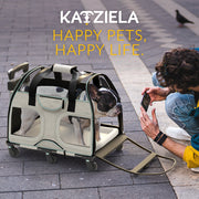 Luxury Rider Pet Carrier with Removable Wheels and Telescopic Handle