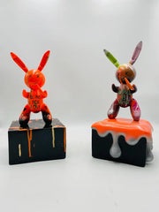Luxury Neon Orange Rabbit Statue