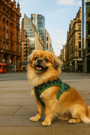 Parisian Pet 'Freedom Harness Scottish' for Dogs & Cats – Comfortable Adjustable Plaid Dog Harness, Durable Design, Green & Blue