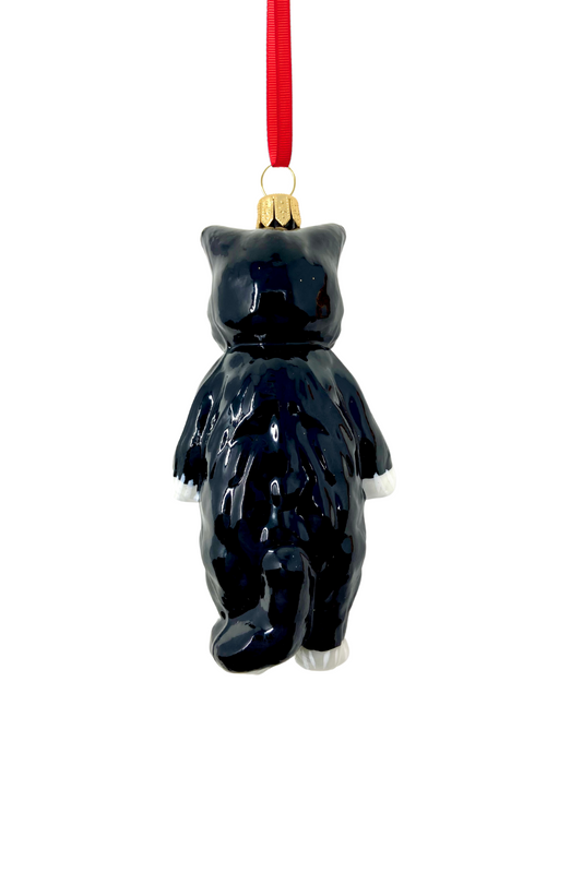 Mishka Tuxedo Cat Glass Ornament