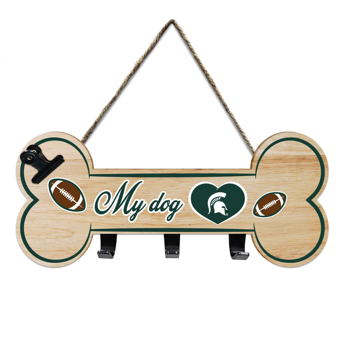 Michigan State Bone Shape Sign With Hooks