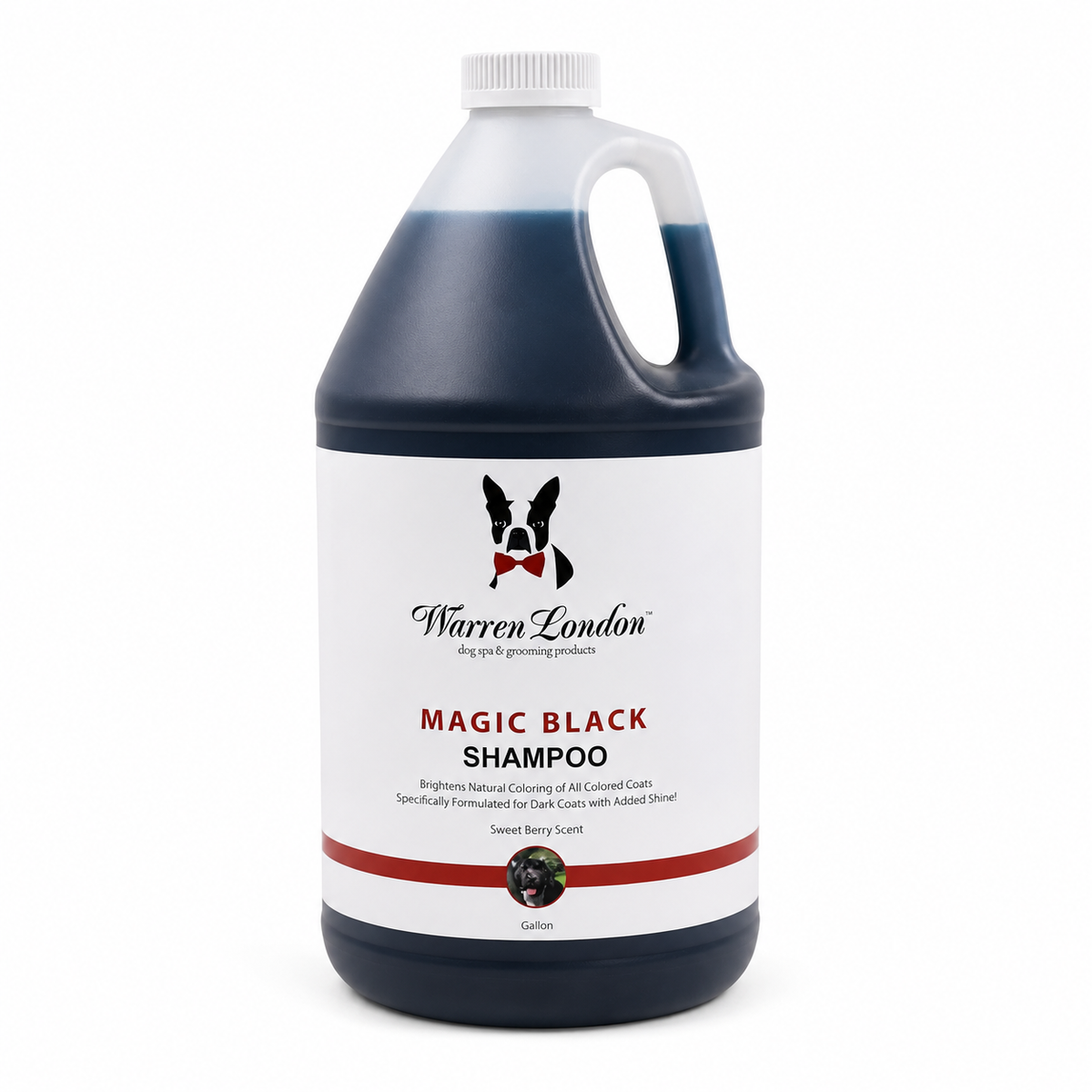Southlake Paws Magic Black Brightening Dog Shampoo in a professional gallon size container with a sweet berry scent.