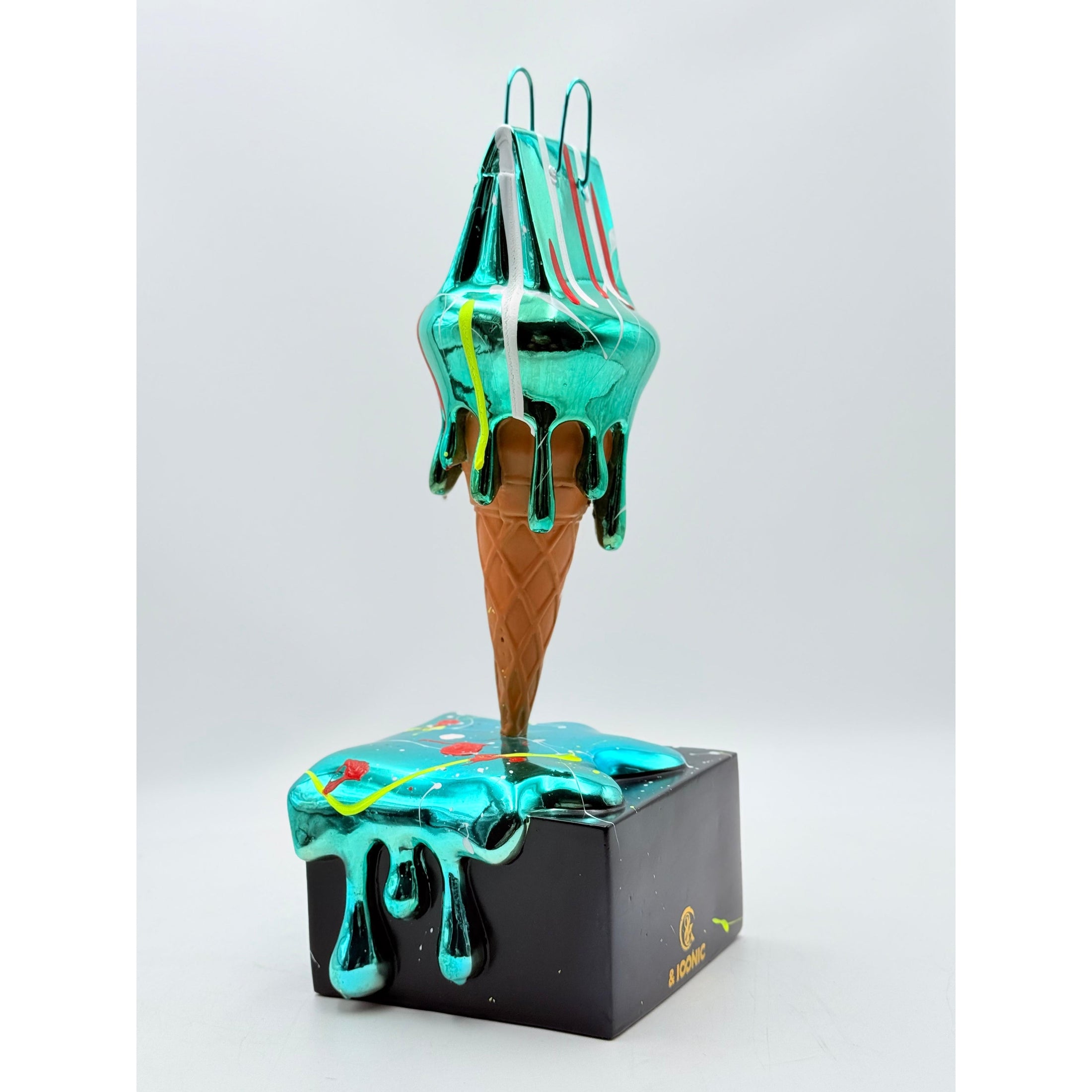 Melty Bag Sculpture - Blue Chrome Edition - blue chrome melty bag sculpture, luxury sculpture, product image 3