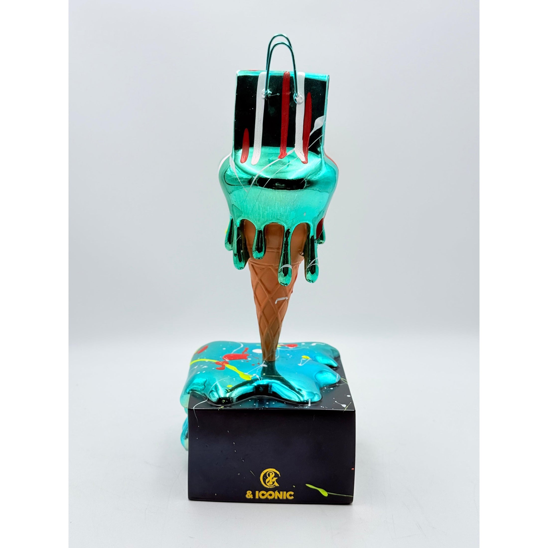 Melty Bag Sculpture - Blue Chrome Edition - blue chrome melty bag sculpture, luxury sculpture, product image 4