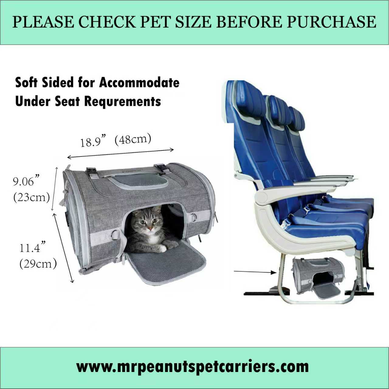 Mr. Peanut's Monterey Series Airline Compliant Horizontal Backpack Pet Carrier - Southlake Paws