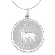 Sterling Silver Laser Etched Golden Retriever Dog 19mm Necklace