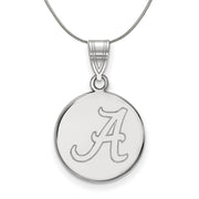 Sterling Silver U. of Alabama Medium Initial A Disc Necklace