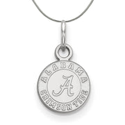Sterling Silver U. of Alabama XS (Tiny) Disc Pendant Necklace