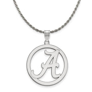 Sterling Silver U of Alabama Large Initial A Circle Pendant Necklace