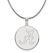Sterling Silver U. of Alabama XL Initial A Disc Necklace