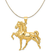 14k Yellow Gold Large Prancing Horse Necklace