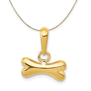 14k Yellow Gold Sm Polished Dog Bone Necklace