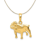 14k Yellow Gold Polished Bulldog Necklace