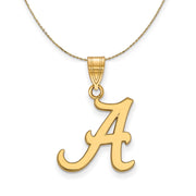 14k Yellow Gold U. of Alabama Medium Initial A Necklace