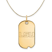 14k Yellow Gold Louisiana State Dog Tag Necklace