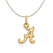 14k Yellow Gold U. of Alabama XS (Tiny) Initial A Necklace