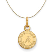 14k Yellow Gold U. of Alabama XS (Tiny) Round Logo Necklace