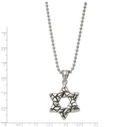 Men's Stainless Steel Antiqued 3D Star of David Necklace, 24 Inch